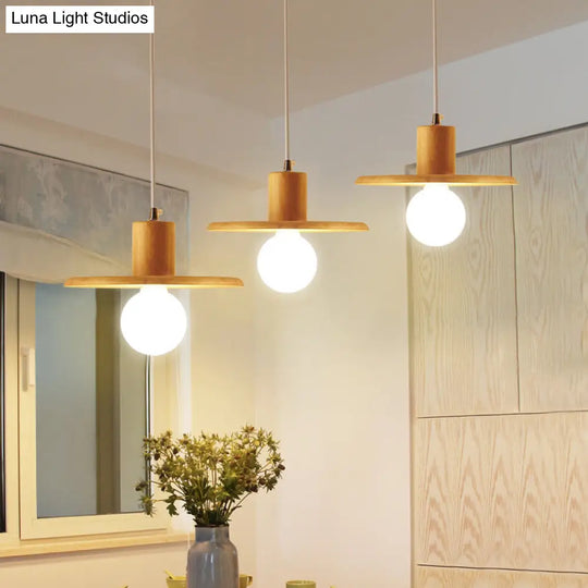 Modern Wooden Chandelier: 3-Bulb Multi Light For Dining Room