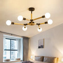 Modern Wooden Molecular Chandelier With Bare Bulbs - 3/6/9 Lights Black/White Ceiling Hang Lamp 6 /