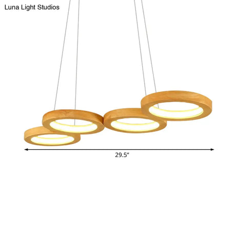 Modern Wooden Pendant Light: 4/5-Light Dining Room Chandelier Beige Led Orb Shade In Warm Light