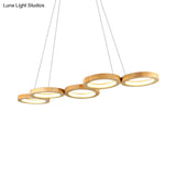 Modern Wooden Pendant Light: 4/5-Light Dining Room Chandelier Beige Led Orb Shade In Warm Light