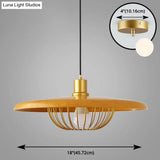 Modern Wooden Pendant Light With Golden Metal Cage - Single Bulb Hanging Lamp For Coffee Shop