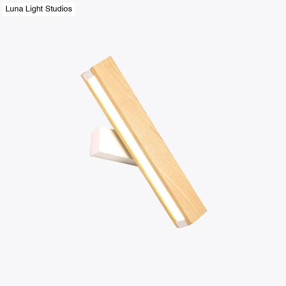 Modern Wooden Rotatable Led Bedroom Sconce Light Fixture White / Large