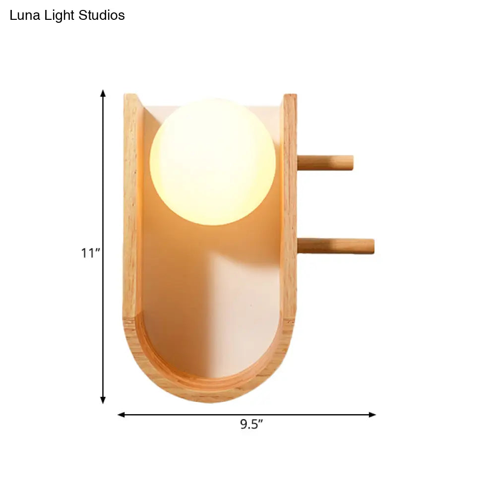Modern Wooden Sconce Light With Creative Rack Design - Flush Mount Wall Lighting For 1 Bulb