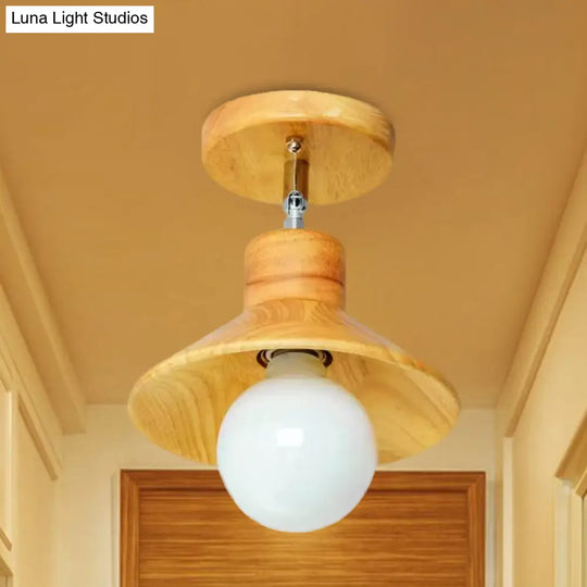 Modern Wooden Square/Trumpet/Pineapple Semi - Flush Ceiling Light - 1 Indoor Mount
