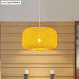 Modern Woven Rattan Drum Pendant Lamp - 8’/12’ Diameter Black/White