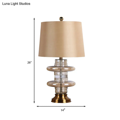 Modern Yellow Desk Lamp With Fabric Shade - Wide Flare 1-Head Design