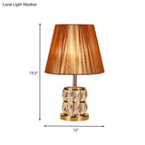 Modernism Fabric Desk Light With Hand-Cut Crystal In Gold - 1 Head Night Table Lamp