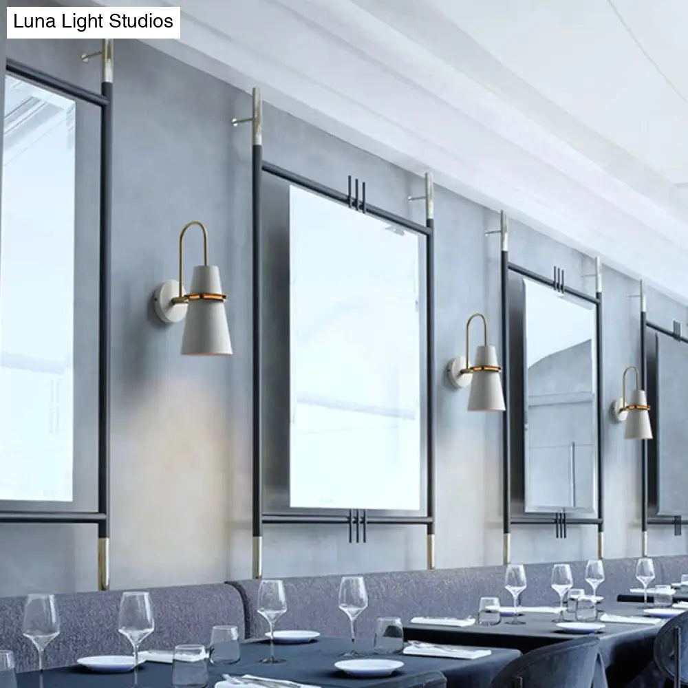 Modernism Tapered Sconce Light: Wall Mounted Lamp For Dining Room - Black/White/Blue