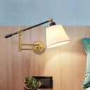 Modernist 1-Light Metallic Wall Light Fixture With Adjustable Shade - Black/White Mount Lamp White