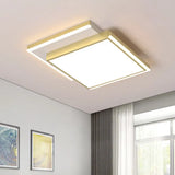 Modernist 2 - Tier Square Metal Led Flush Mount Ceiling Light In Gold - 16’/19.5’ Width For