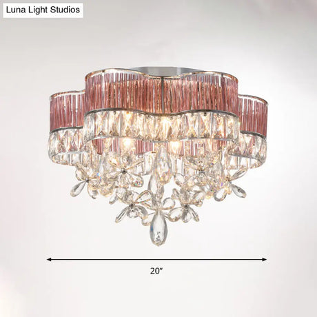 Modernist 6 - Light Crystal Teardrop Ceiling Light - 17’/20’ Wide Flush Lamp Fixture