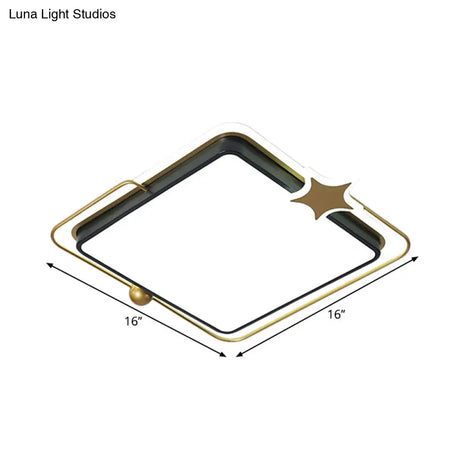 Modernist Acrylic Led Bedroom Flushmount Lighting In Black With Round/Square Flush Mount Warm/White