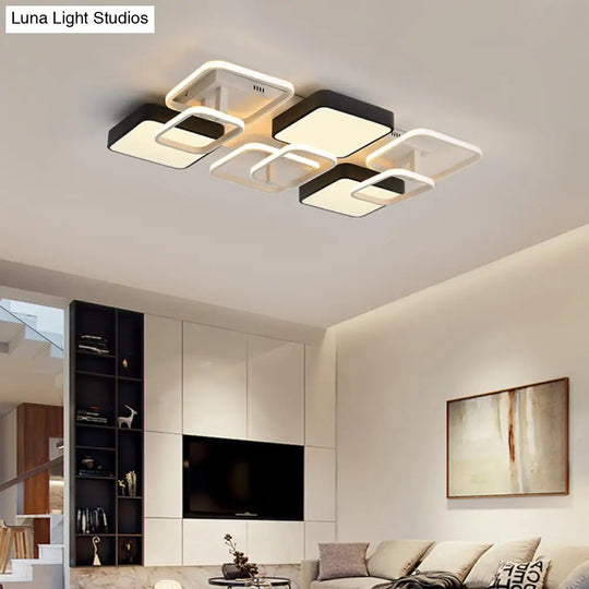Modernist Acrylic Square Ceiling Flush Mount Led Light 25.5/39 Wide Black / 39
