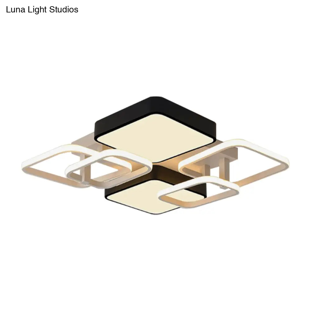 Modernist Acrylic Square Ceiling Flush Mount Led Light 25.5/39 Wide Black
