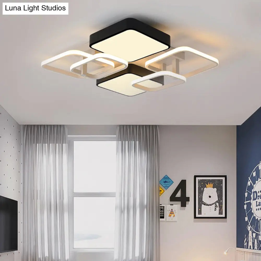Modernist Acrylic Square Ceiling Flush Mount Led Light 25.5/39 Wide Black / 25.5