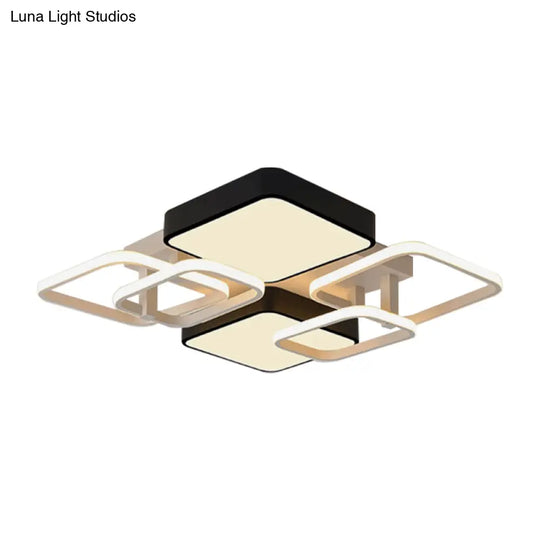 Modernist Acrylic Square Ceiling Flush Mount Led Light 25.5’/39’ Wide Black