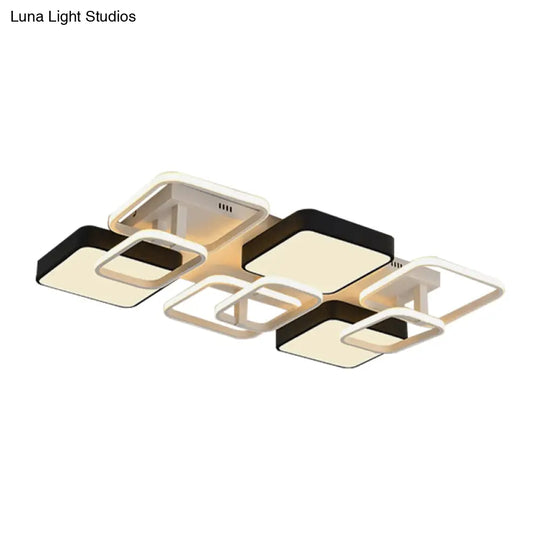 Modernist Acrylic Square Ceiling Flush Mount Led Light 25.5/39 Wide Black