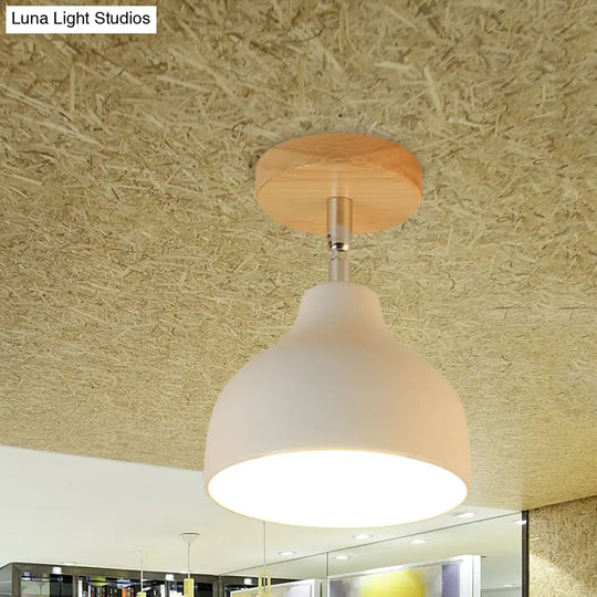 Modernist Adjustable Ceiling Mounted Flush Light With Metal Dome - White/Pink 1 Bulb