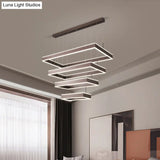 Modernist Aluminum Chandelier Led Pendant Lamp - Tapered Rectangle Design Brown Warm/White Light