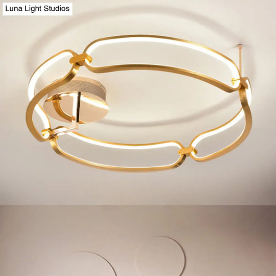 Modernist Aluminum Flush Mount Led Light In Gold - 18’/23.5’ Wide For Dining Room Ceiling / 18’ Warm