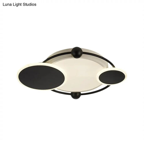 Modernist Black And Gold Led Flush Mount Ceiling Light In Warm/White 19.5’/23.5’ Diameter