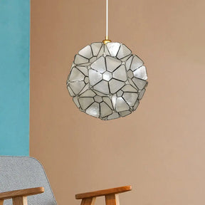 Modernist Black Blossom Pendant Light: Elegant 1-Head Shell Hanging Ceiling Lamp With Splicing