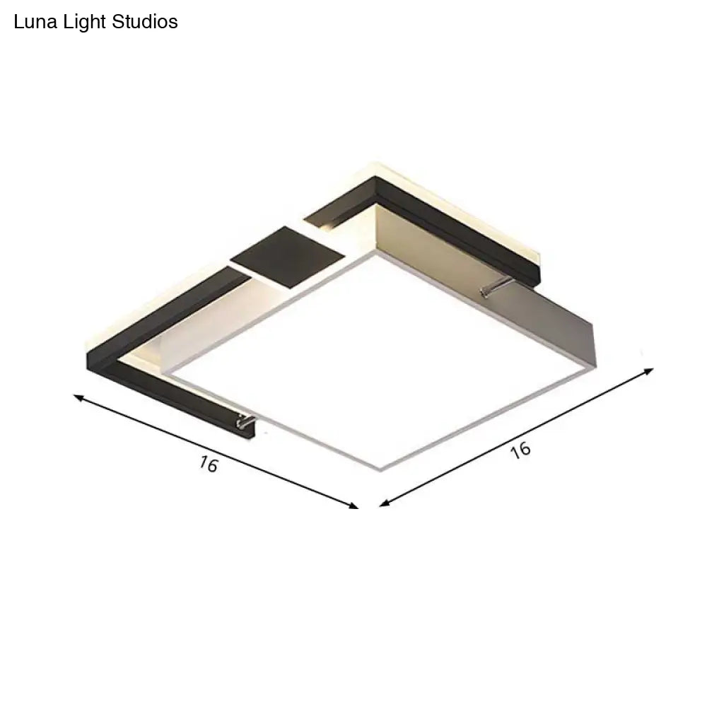Modernist Black/Gold Led Flush Mount Lamp - 16’/19.5’/35.5’ Wide Iron Ceiling Fixture For