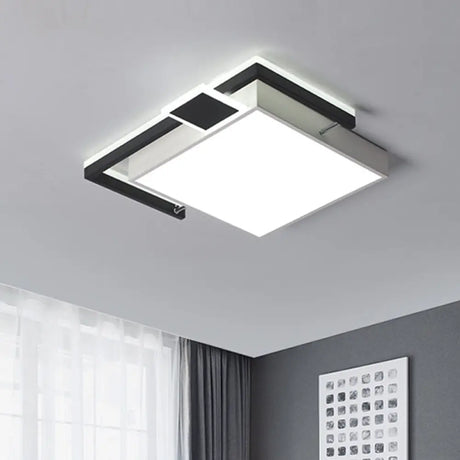 Modernist Black/Gold Led Flush Mount Lamp - 16’/19.5’/35.5’ Wide Iron Ceiling Fixture For