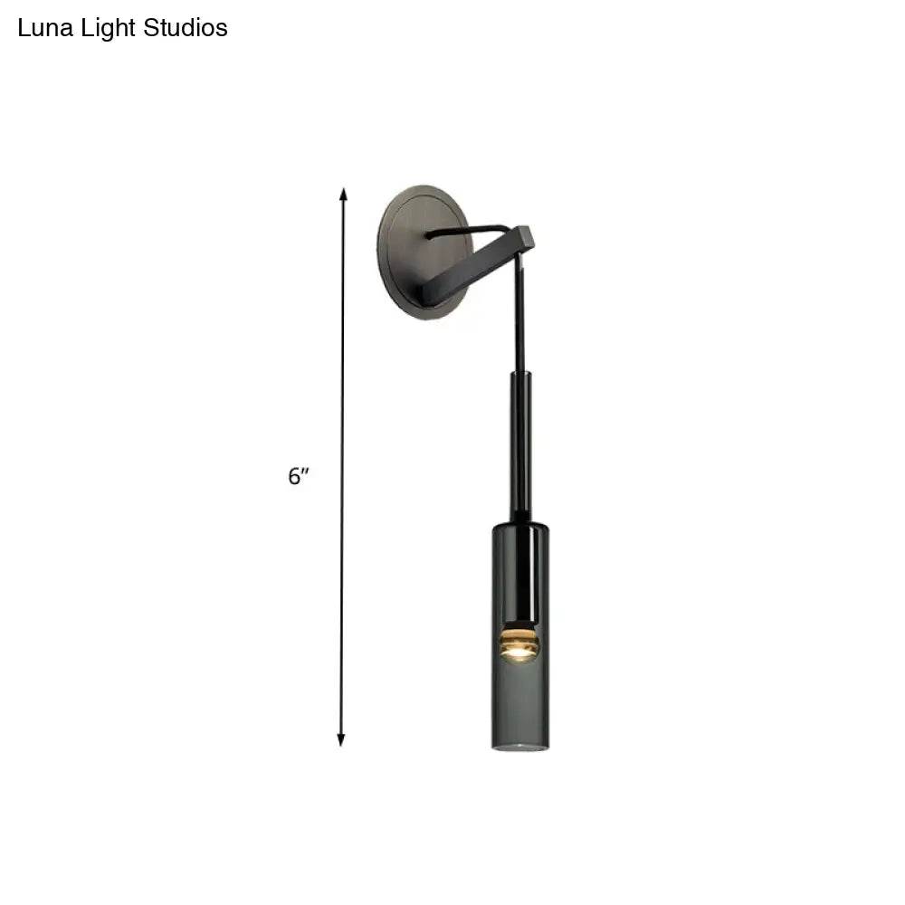 Modernist Black Led Wall Sconce - Crystal Tube Light Fixture For Bedroom
