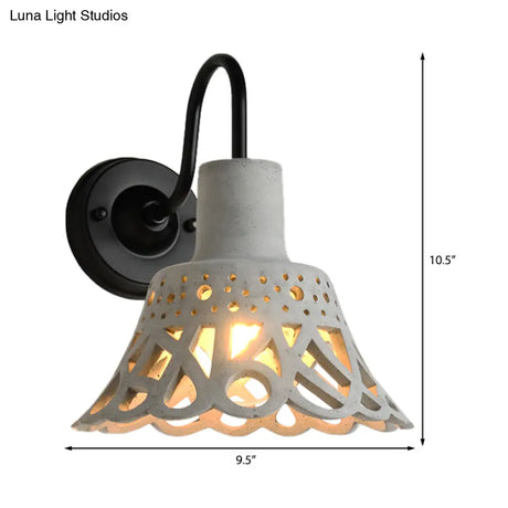 Modernist Cement Gooseneck Wall Mounted Light Fixture - 1 Grey (8.5/9.5/10 Width)