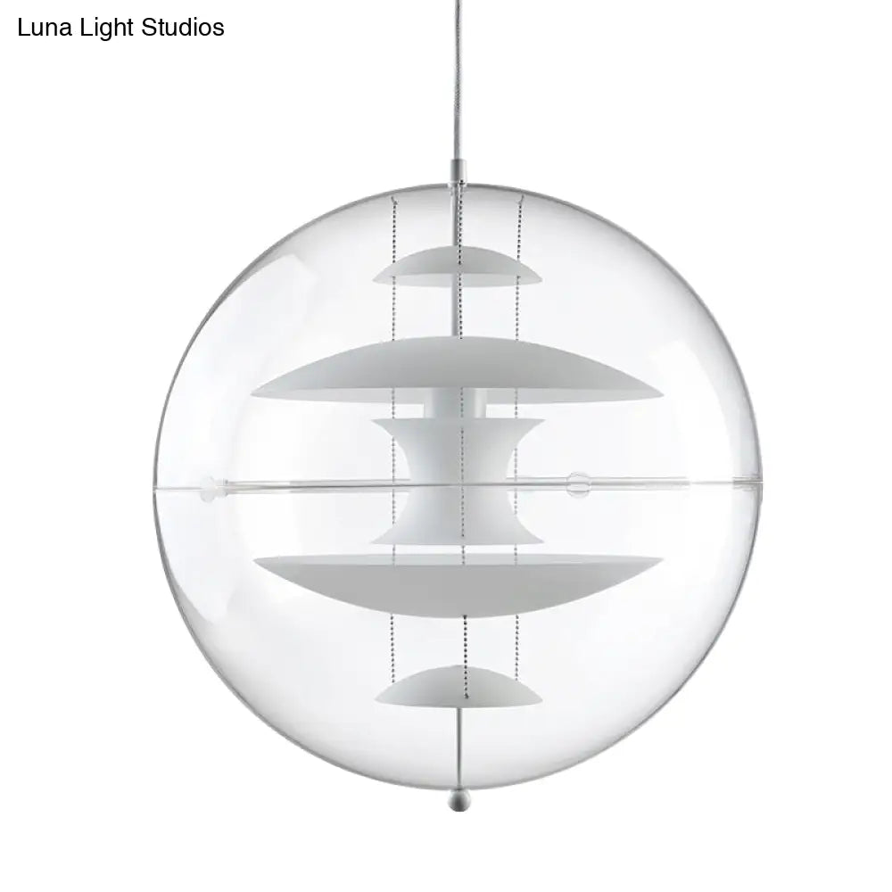 Modernist Clear Acrylic Ball Ceiling Light With Contemporary Disc Deco - White/Gold/Silver