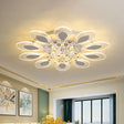 Modernist Clear Crystal Ball Led Chrome Flush Mount Ceiling Fixture For Living Room