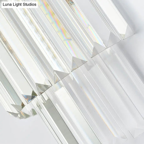 Modernist Clear Crystal Cylinder Wall Lighting Fixture - 2 Lights Golden Sconce Lamp (18/21.5