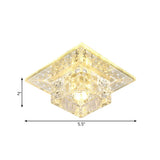 Modernist Crystal Block Flushmount Ceiling Light With Led - White/Warm