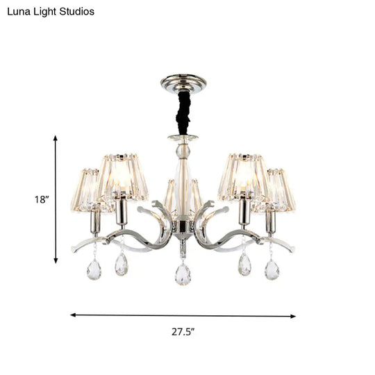 Modernist Crystal Chandelier Pendant Lamp - Silver Finish 5/6 Bulbs