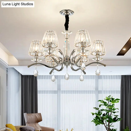 Modernist Crystal Chandelier Pendant Lamp - Silver Finish 5/6 Bulbs