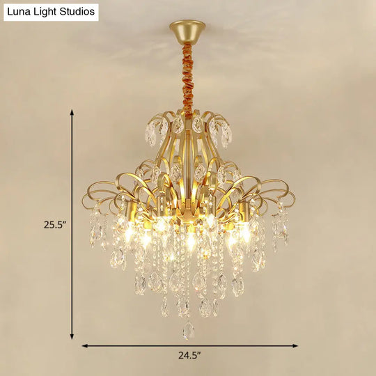 Modernist Style Crystal Chandelier With 3/6 Heads - Black/Gold Ceiling Pendant Light For Bedroom