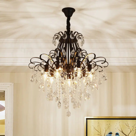 Modernist Crystal Chandelier Pendant Light With 3/6 Heads In Black/Gold - Perfect For Bedroom 7 /