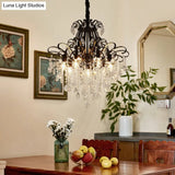 Modernist Crystal Chandelier Pendant Light With 3/6 Heads In Black/Gold - Perfect For Bedroom