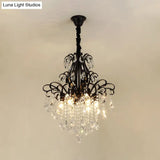 Modernist Crystal Chandelier Pendant Light With 3/6 Heads In Black/Gold - Perfect For Bedroom