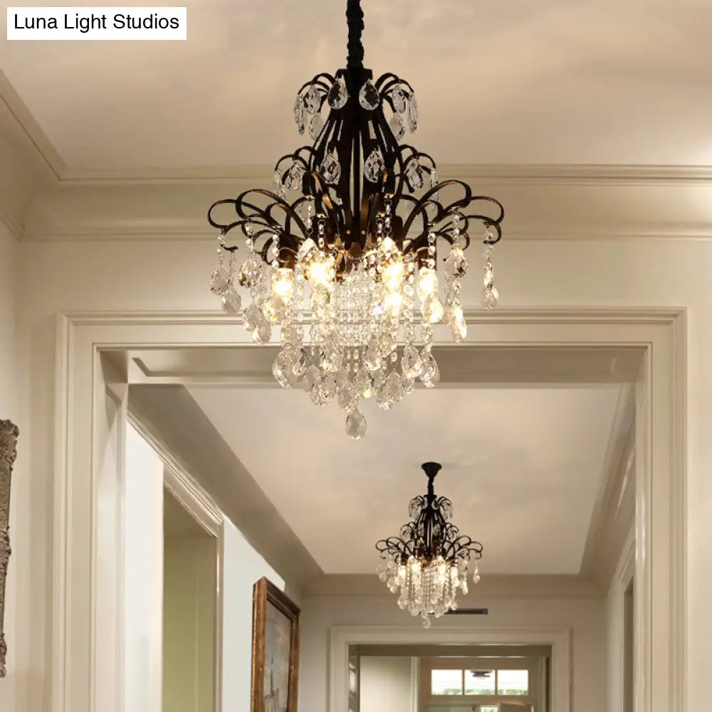 Modernist Crystal Chandelier Pendant Light With 3/6 Heads In Black/Gold - Perfect For Bedroom