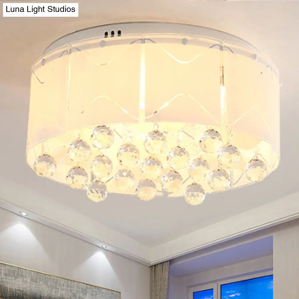 Modernist Crystal Flush Mount Lighting With Multi Lights - 18’/19.5’ Wide White Led Fixture