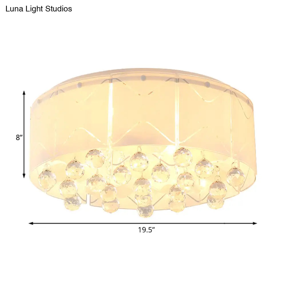 Modernist Crystal Flush Mount Lighting With Multi Lights - 18’/19.5’ Wide White Led Fixture