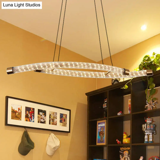 Modernist Crystal Gold Led Chandelier Pendant - Rope-Shaped Living Room Light Fixture