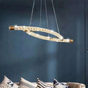 Modernist Crystal Gold Led Rope Pendant Chandelier - Stunning Living Room Ceiling Light Fixture