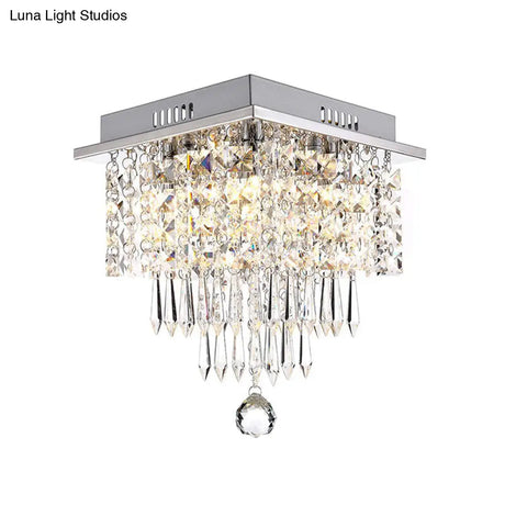 Modernist Crystal Led Chrome Ceiling Light