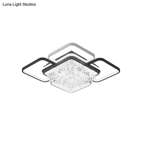 Modernist Crystal Prisms Led Ceiling Flush Mount Light - Black - White Flushmount For Living Room