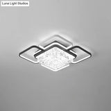 Modernist Crystal Prisms Led Ceiling Flush Mount Light - Black - White Flushmount For Living Room