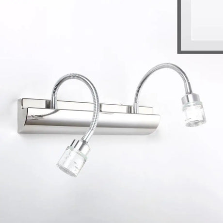 Modernist Crystal Vanity Wall Sconce With Gooseneck Arm - Clear Cylinder Shape 3 Lights 12.5/18 W