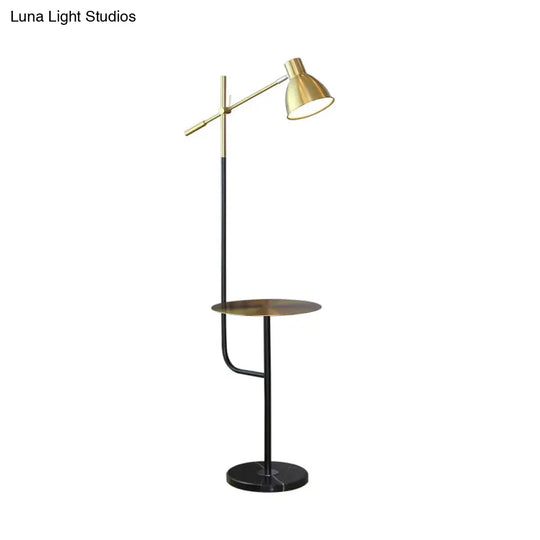 Modernist Dome Floor Lamp With Balance Arm - Gold/Black